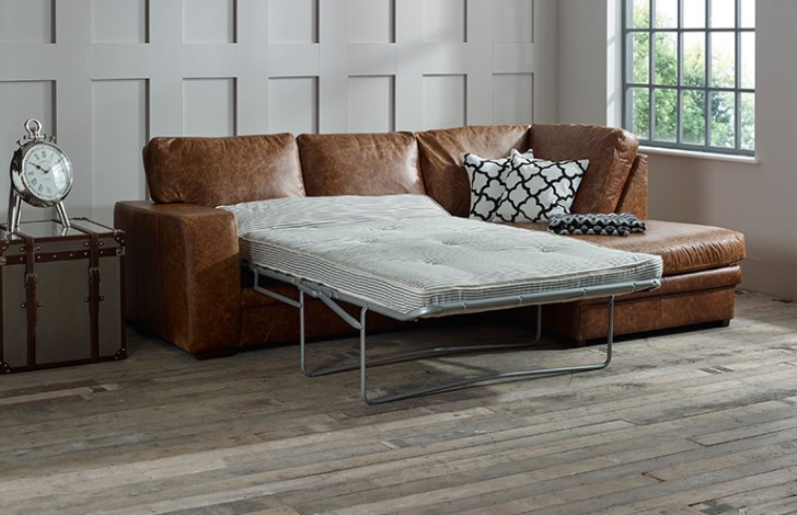 leather sofa bed with storage chaise