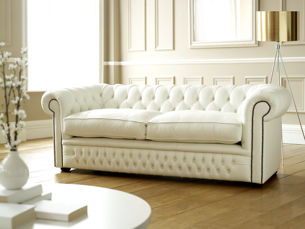 chesterfield tufted leather sofa white