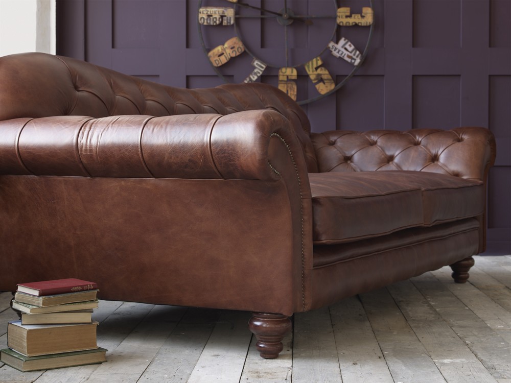 The Crompton Vintage Brown Leather Chesterfield Sofa