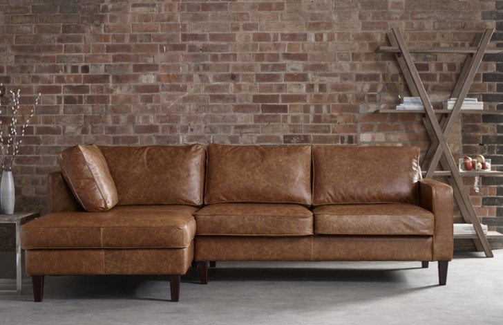 toxic free leather chaise sofa