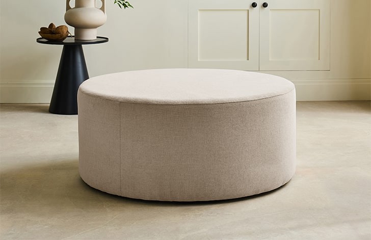 Percy Round Fabric Footstool