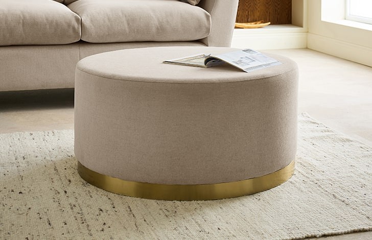 Percy Round Fabric Footstool