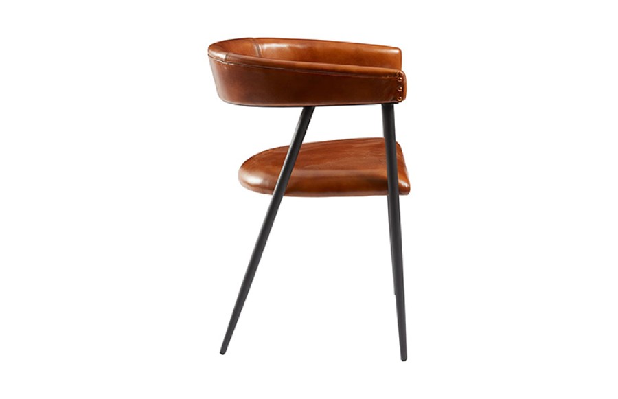 Manhattan Leather Dining Chair - Bruciato