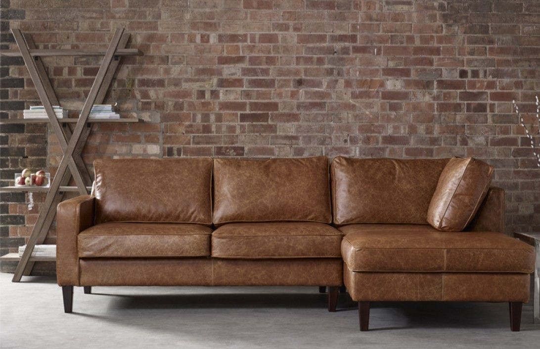 distressed leather corner sofa