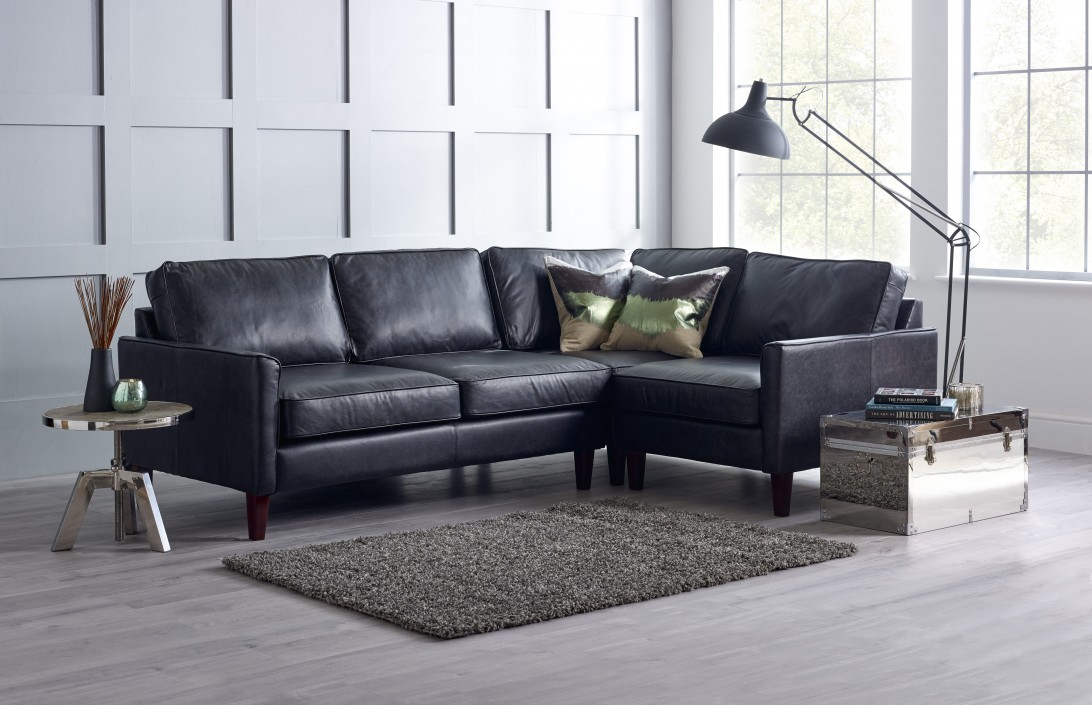 black leather corner sofa scs